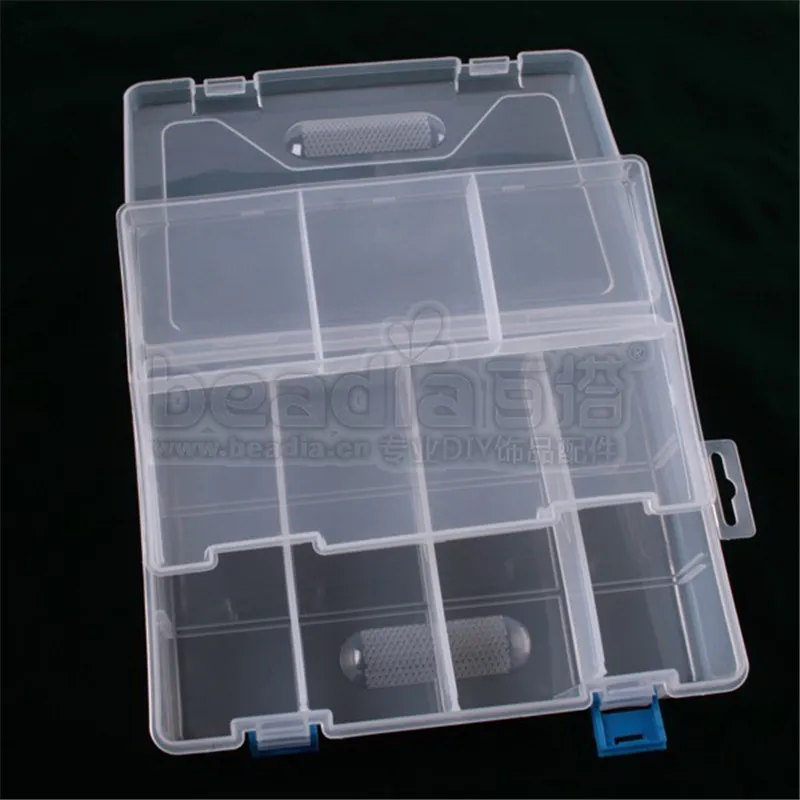 ใหม่ 3.3*15 ซม.พลาสติก 7 ช่องกล่องเก็บลูกปัดแหวนเครื่องประดับ Display Organizer