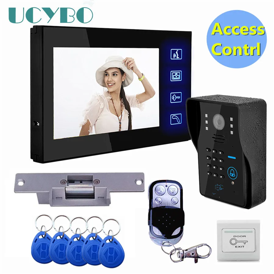 7 "Lcd Video Cửa Điện Thoại Liên Lạc Nội Bộ Hệ Thống RFID Kiểm Soát Cửa Bộ Camera Ngoài Trời Điện Đánh Móc Khóa Không Dây điều Khiển Từ Xa