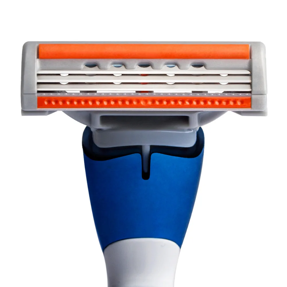 QShave-maquinilla de afeitar azul para hombre, 10 cartuchos y 1 Mango, 5 cuchillas X3, 5 cuchillas X5, 1 mango
