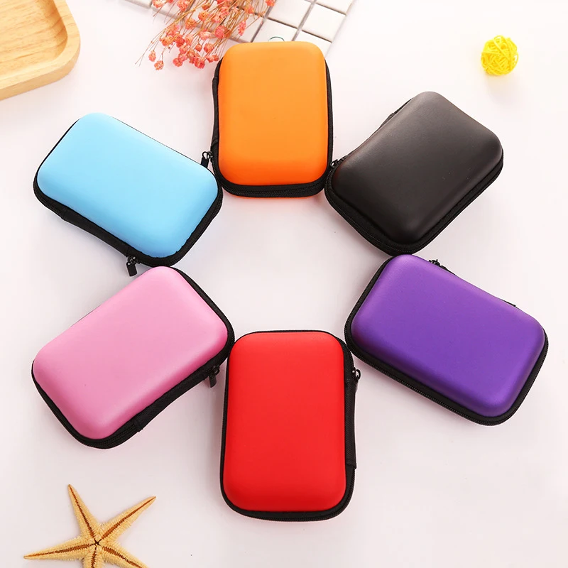 เคสหูฟังแบบแข็งมีซิปล็อคป้องกันแบบหนังกระเป๋าเก็บหูฟังสาย USB จัดระเบียบเวลาเดินทางแบบพกพา