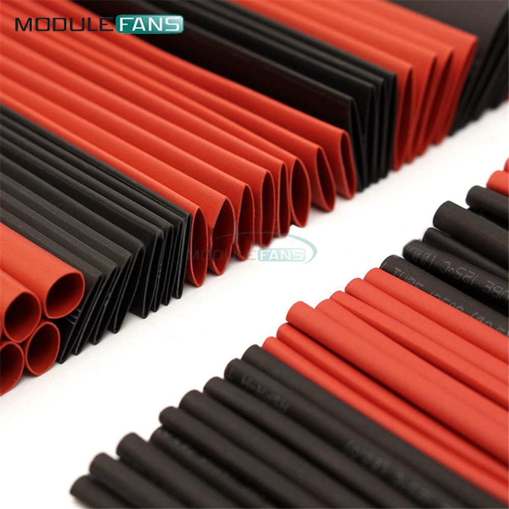 127 Stück rot schwarz Polyolefin Schrumpfschlauch Kabelrohr Sleeving Kit Wrap Wire Set PE Schrumpfschlauch Set Kabelhülsen