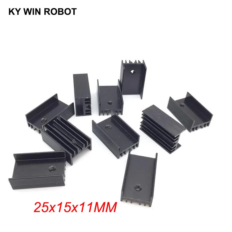 10 pz alluminio TO-220 dissipatore di calore a 220 dissipatore di calore radiatore a Transistor TO220 raffreddamento nero 25*15*11MM