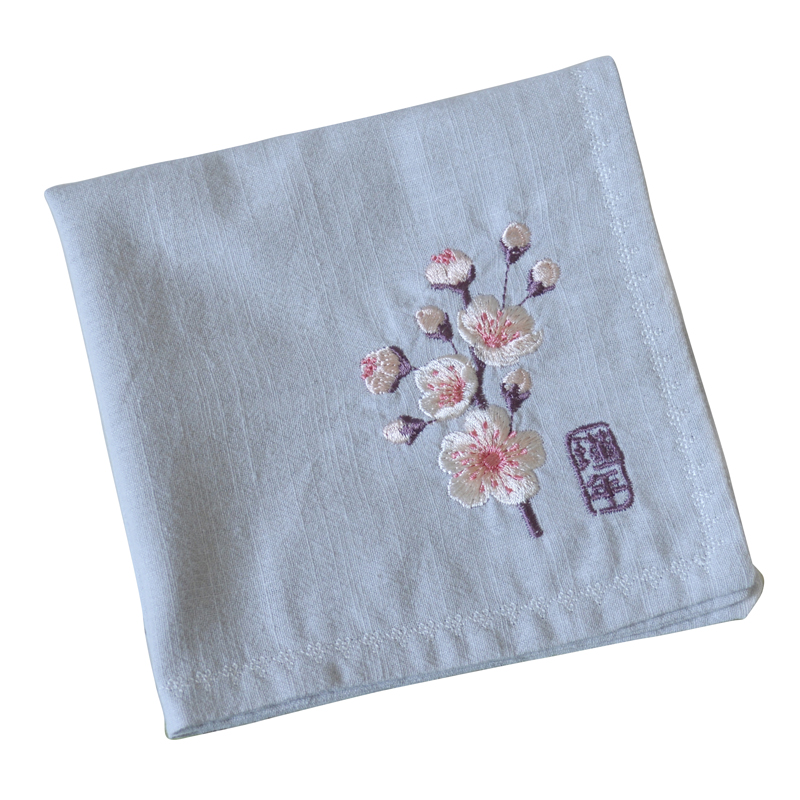 Flor em algodão bordado de natal em jin, flor bela de literatura, mulher, lenço monogramado retrô para presentes de casamento