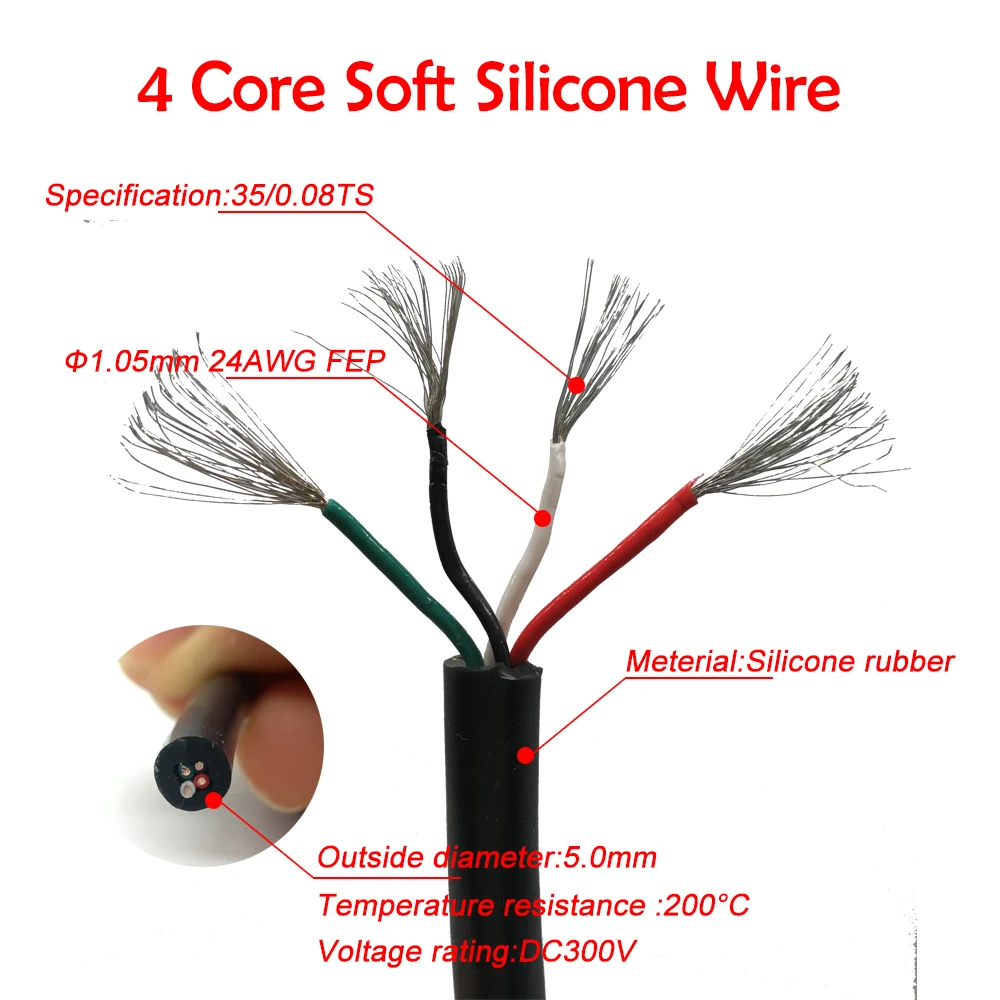 QUICKO 3C/4C/5C Core Mềm Dây Silicone Cho T12 Hàn DIY Bộ Dụng Cụ
