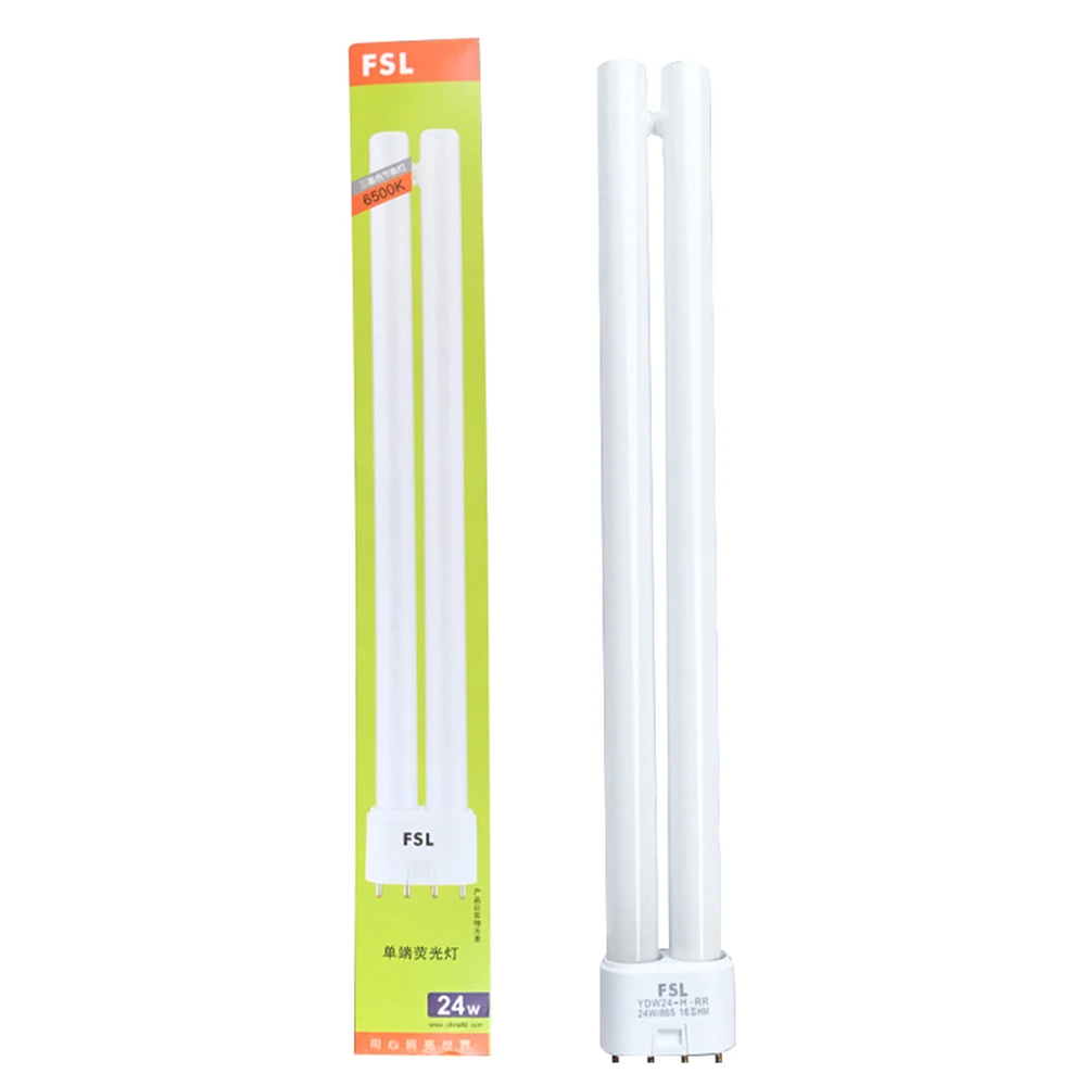 PL-L 2G11 Huỳnh Quang Ống 18W 24W 36W 40W Bóng Đèn Tiết Kiệm Năng Lượng Đèn 4 Chân Hai ống Năng Lượng-Tiết H Ống Trắng Vàng
