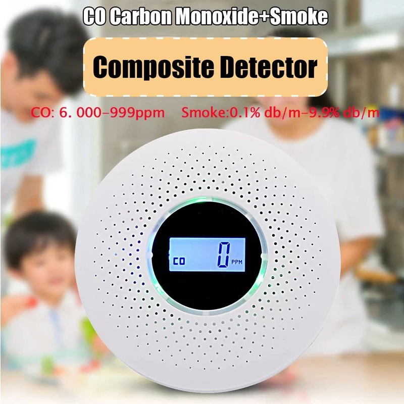 ใหม่ล่าสุด 2 in 1 LED Digital Gas Smoke Alarm Co เครื่องตรวจจับคาร์บอนมอนอกไซด์เสียงเตือน Sensor Home Security Protection High Sensitive