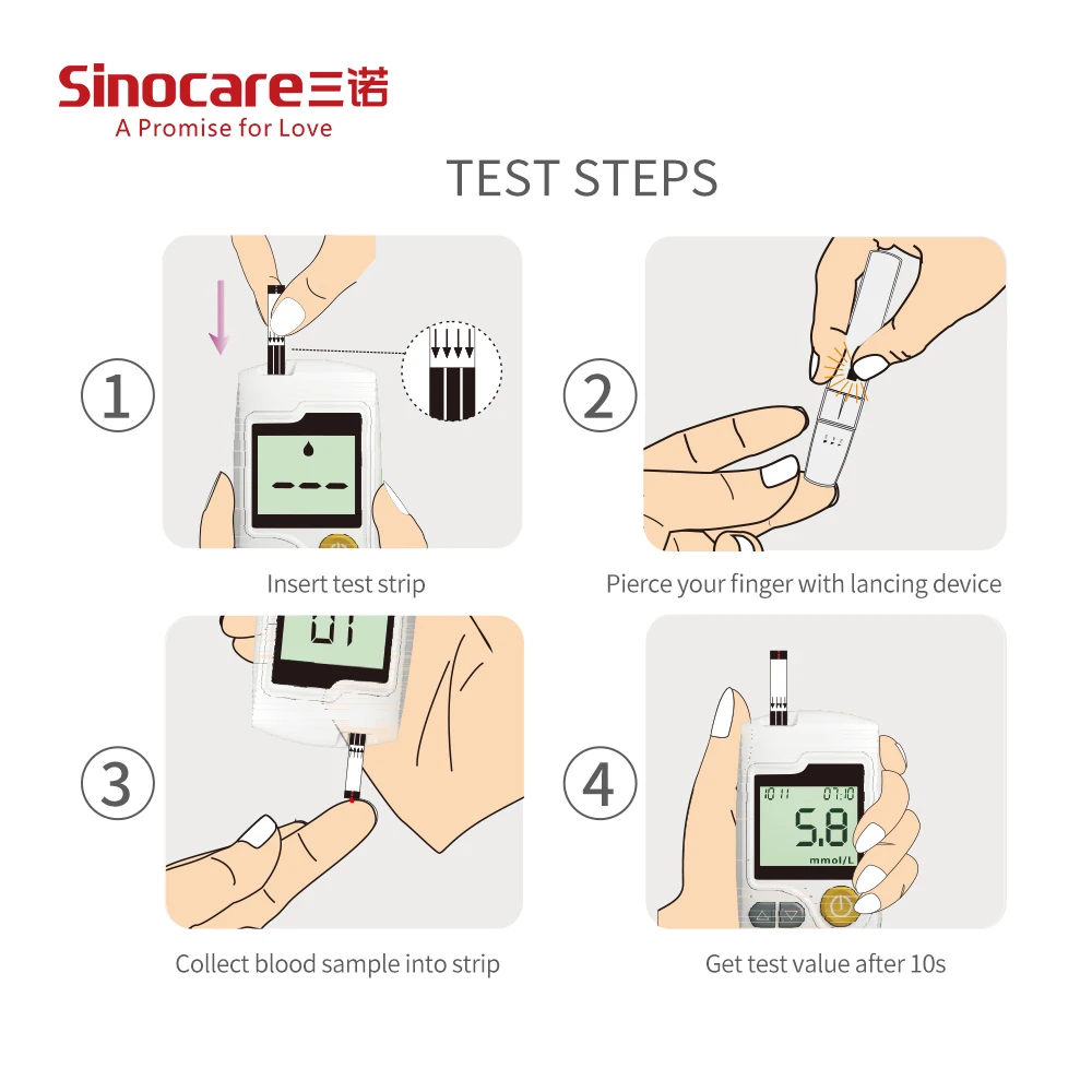50/100/150/300/400 Viên Sinocare Sannuo GA-3 Huyết Đóng Chai Thử Và Báng cho GA-3 Chỉ Tiểu Đường