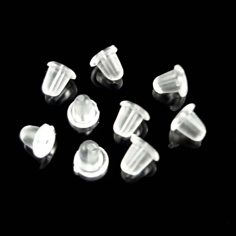 5Mm 100 Chiếc Trong Suốt Cao Su Silicone Mềm Bông Tai Lưng An Toàn Vòng Chặn Cao Cấp Phụ Kiện Trang Sức Tự Làm Phần Tai cắm