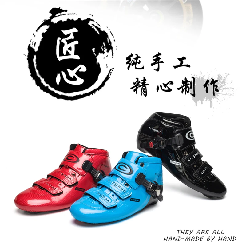 Cool Edition 6ชั้นคาร์บอนไฟเบอร์อินไลน์สเก็ตความเร็วสำหรับ Professional Racing Player,ยืดหยุ่นสูง85A ในร่ม Track ล้อ PU