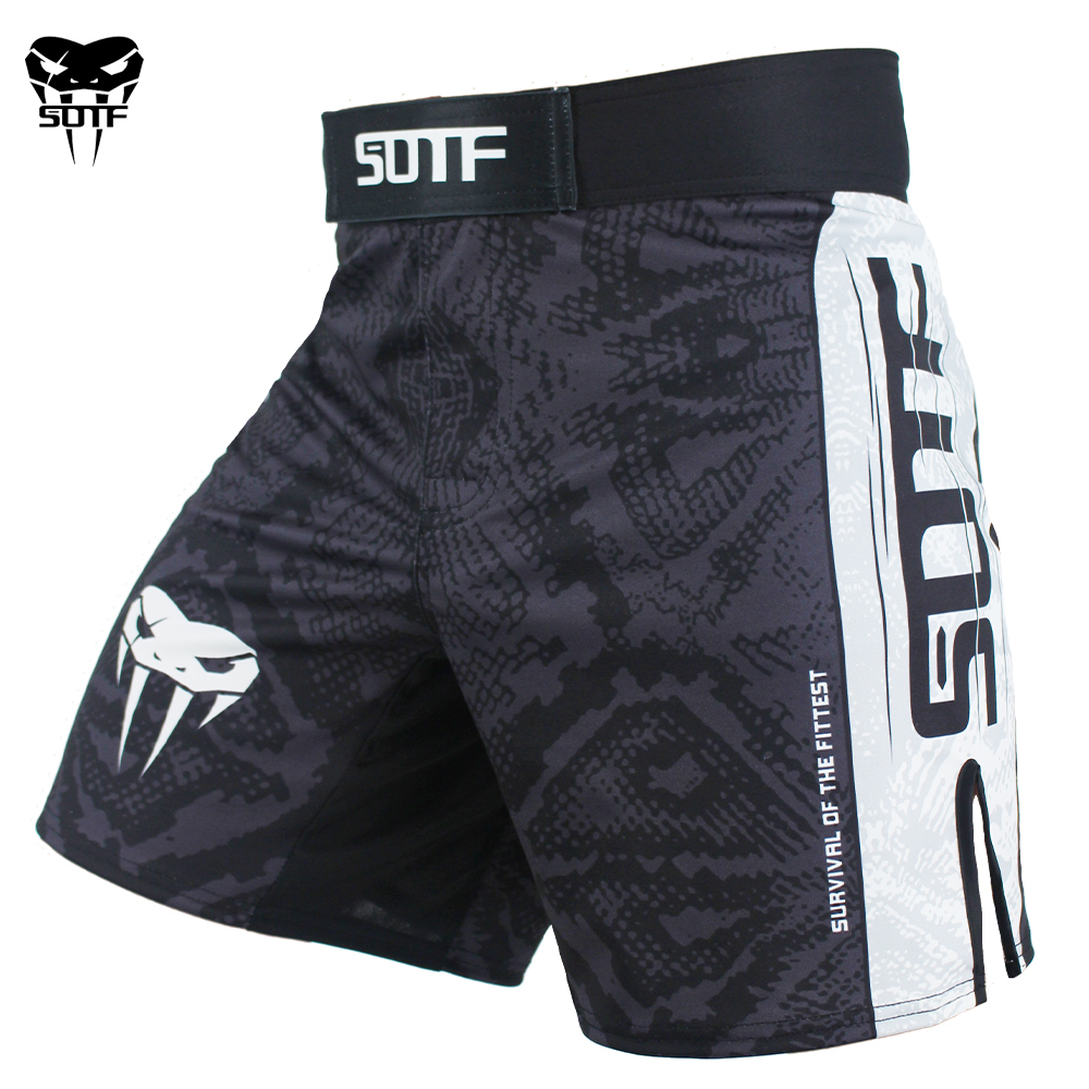 SOTF Snake Scale Fitness transpirable deportes feroz MMA pantalones cortos de boxeo Tiger Muay Thai mma pantalones cortos de lucha kickboxing boxeo