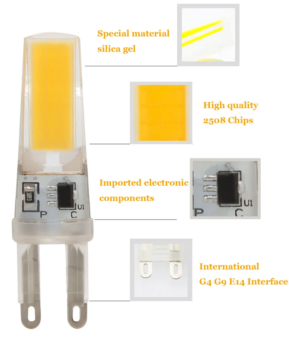 G9 E14 Mini LED Lampada Âm Trần COB LED 9W Đèn Ốp Pha Lê Đèn 220V Đèn Chùm Pha Lê Ánh Sáng Ấm Áp thoáng Mát Trắng Bóng