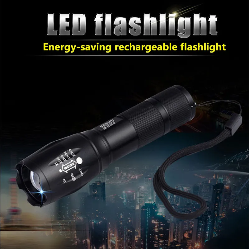 Đèn pin Led Siêu Sáng đèn pin T6 Cắm Trại 5 Chế Độ chuyển đổi 4000 LM Phóng To Xe Đạp sử dụng pin 18650
