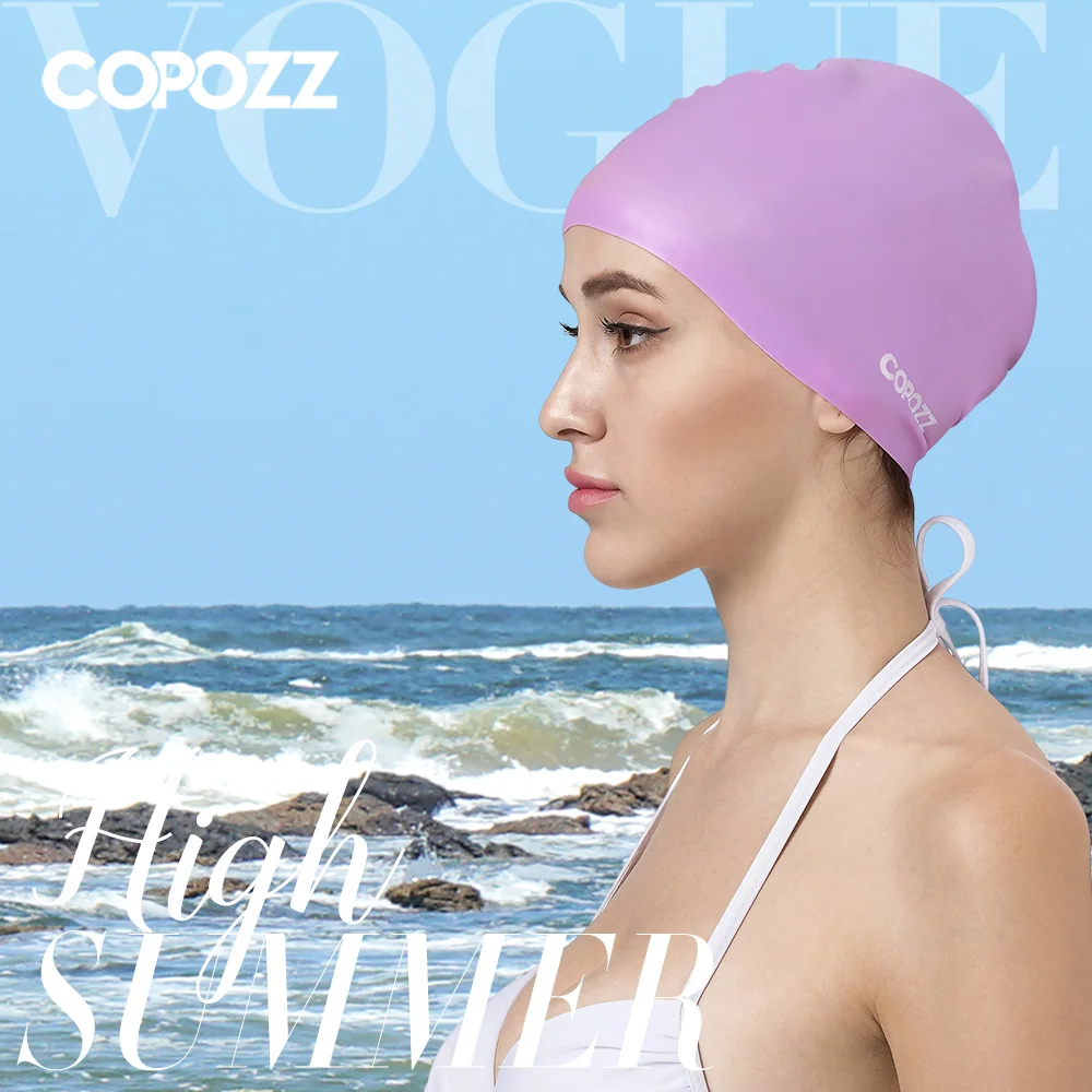 Copozz 남성용 탄성 수영 모자, 대형 수영복, 전문 성인 방수 수영 모자, 실리콘 수영 모자