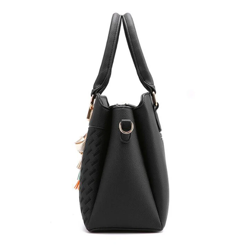 แฟชั่นผู้หญิงกระเป๋าถือพู่โท้ทหนัง PU กระเป๋า Handle Crossbody กระเป๋ากระเป๋าสะพายไหล่ Lady Simple สไตล์กระเป๋า