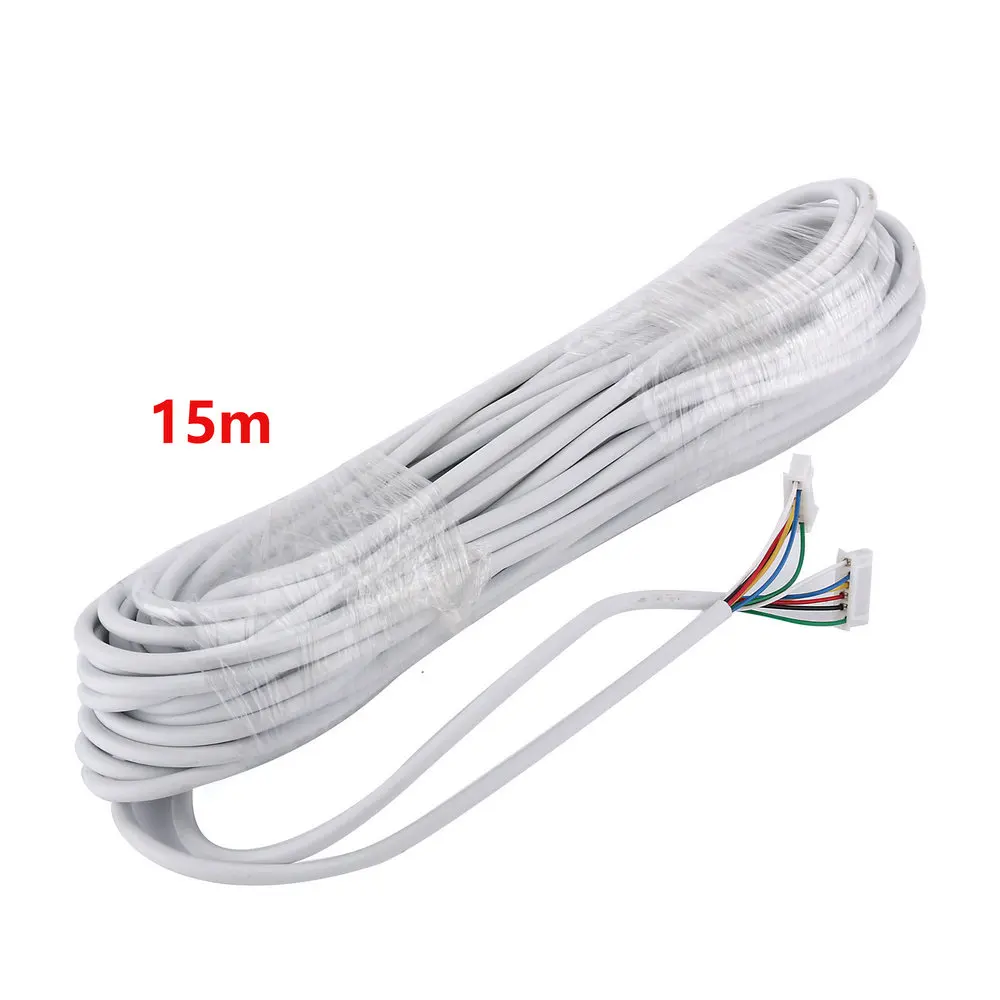 15 m, 2,54 x 6P, 6-Draht-Kabel für Video-Gegensprechanlage, Farb-Video-Türsprechanlage, Türklingel, kabelgebundenes Intercom-Kabel