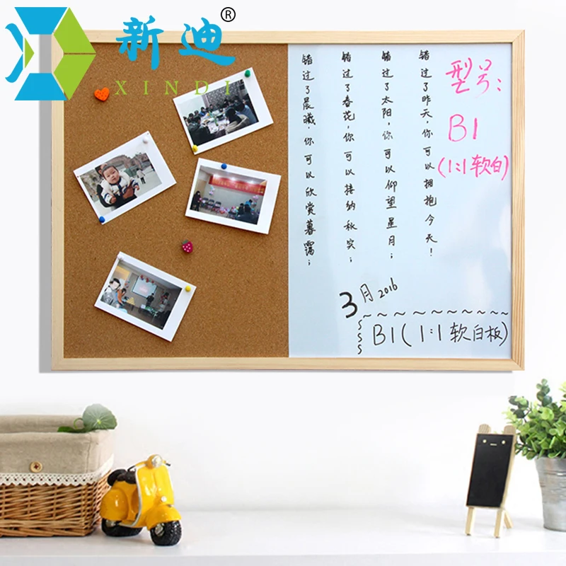 XINDI Message Cork Board Wood Frame Whiteboard Drawing Boards Combination 30*40cm Bulletin Magnetic Marker Board Free Shipping
