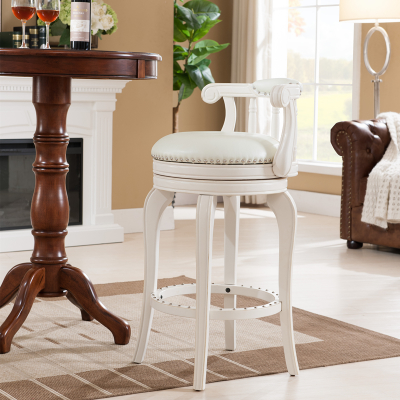 Барный стул в европейском стиле, кожаный высокий табурет, барный стул из цельного дерева, высокий вращающийся стул