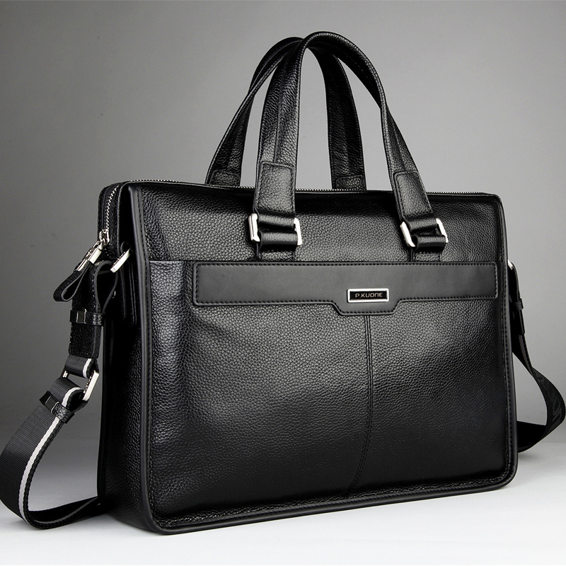 Cartella da uomo in vera pelle, borsa in pelle per laptop, per notebook da 15.6 pollici, borsa per laptop da 15.6 pollici
