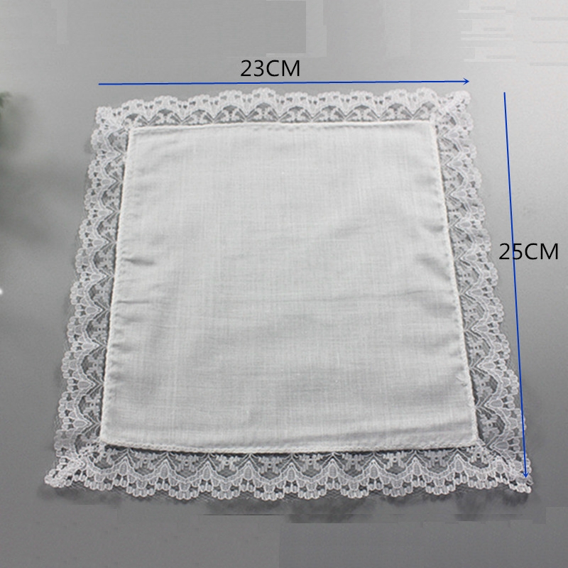 Pañuelos de algodón de encaje blanco para mujer, pañuelos de pintura hechos a mano, regalo de boda, toalla, servilletas de tela, QLY9619, 5 unidades