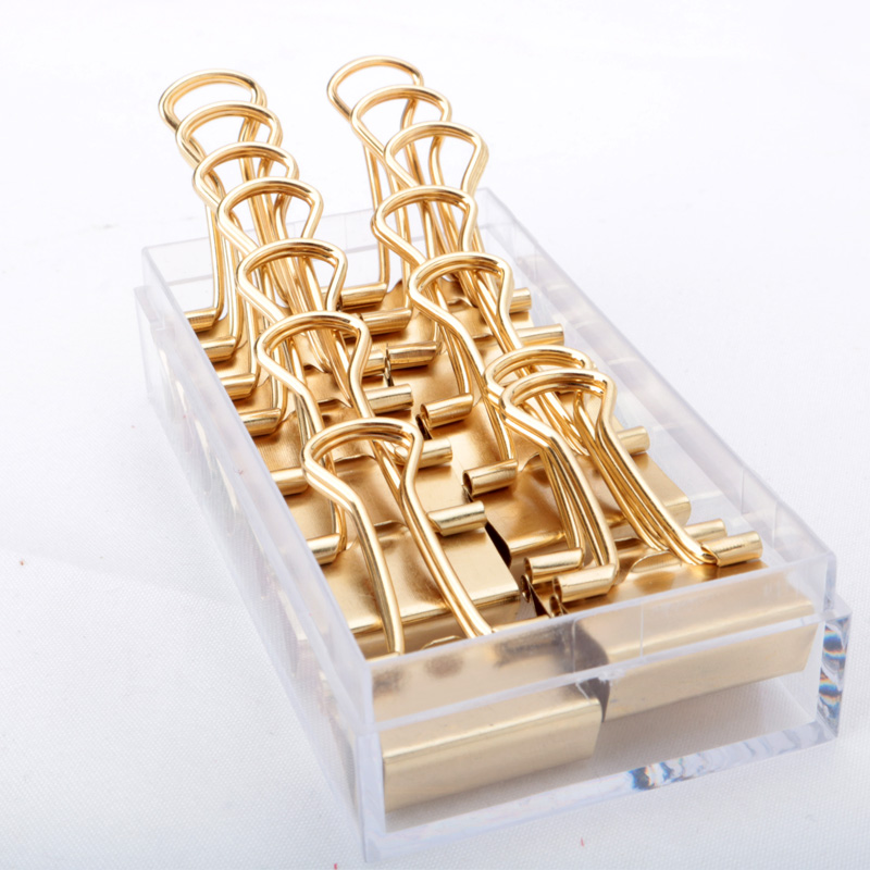 Trombone en queue d'aronde en métal doré, collection de billets, fournitures de bureau, accessoires de bureau, trombones