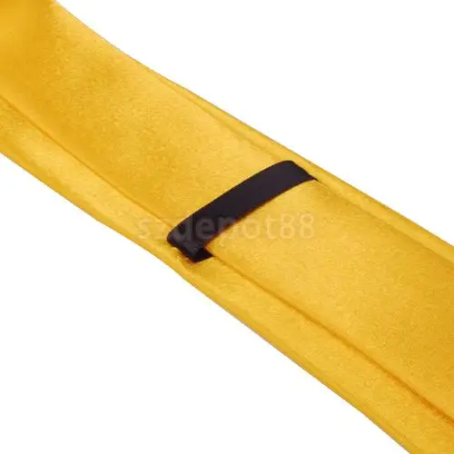 Cravate décontractée unisexe, slim, col étroit, solide, doré, jaune