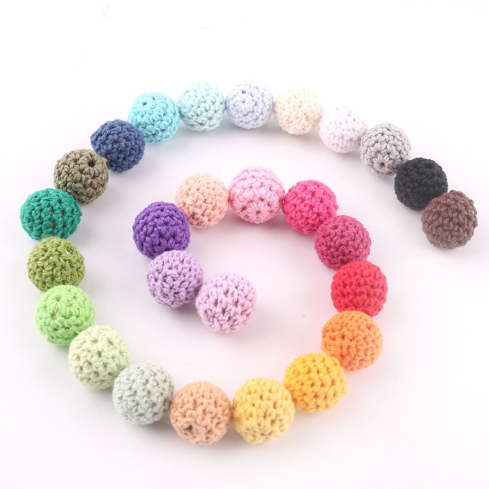 Bopoobo 10pc ベビー看護歯が生えるかぎ針編みビーズチュアブルビーズ DIY ジュエリー看護アクセサリー Gehaakte おもちゃベビーおしゃぶり 16 ミリメートル