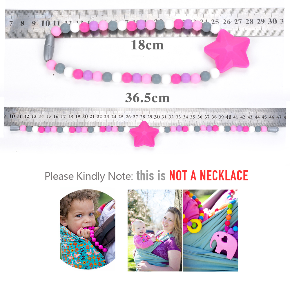 ซิลิโคนTeether Star Baby PacifierคลิปความปลอดภัยTeething Baby Carrier Chainซิลิโคนลูกปัดของเล่นไม่สร้อยคอBPAฟรี