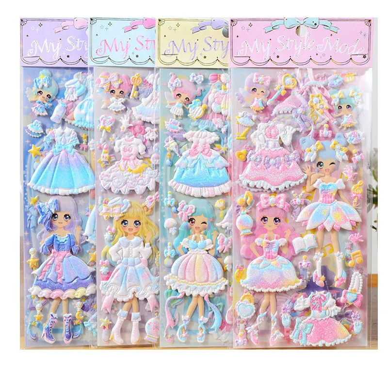 1 Cái Miếng Dán Hoạt Hình Đáng Yêu Bé Gái 3D Kawaii Miếng Dán Sách Laptop Đầm Miếng Dán Đồ Chơi Trẻ Em Pegatinas Dành Cho Bé Gái quà Tặng