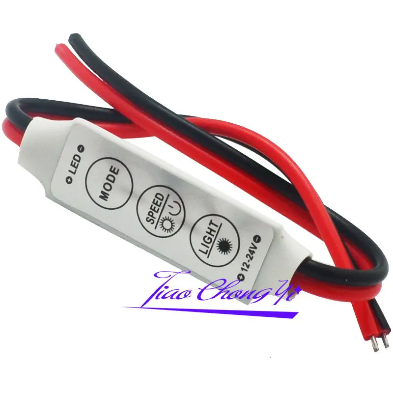 Dimmer di luminosità controller LED monocolore mini 3 tasti 12V-24V per striscia led 3528 5050