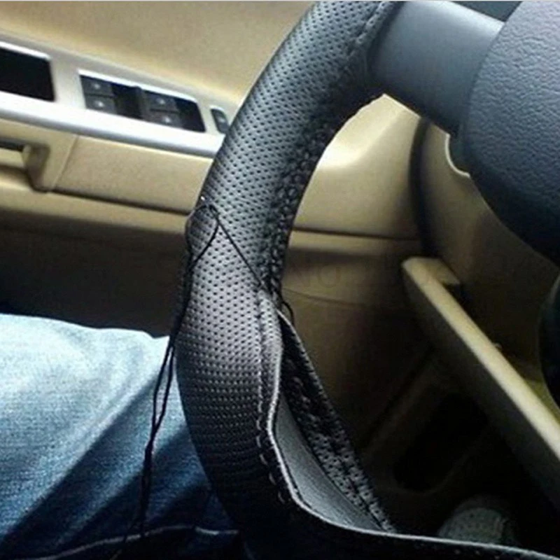 Geflecht am Lenkrad, Auto-Lenkradbezug mit Nadeln und Faden, Kunstleder, Durchmesser 38 cm, Auto-Autozubehör