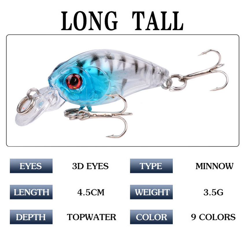 45Mm 4.1G Crankbait Mồi Dụ Cá Nhân Tạo Cứng CrankBait Câu Cá Bass Wobbler Nhật Bản Topwater Minnow Cá Mồi
