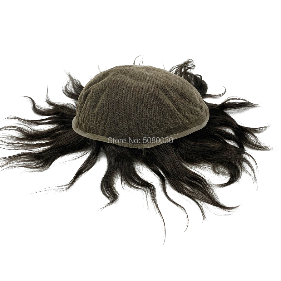 Herren-Spitzenperücke, volle Schweizer Spitze, Herrenperücke, Echthaar, gebleichter Knoten