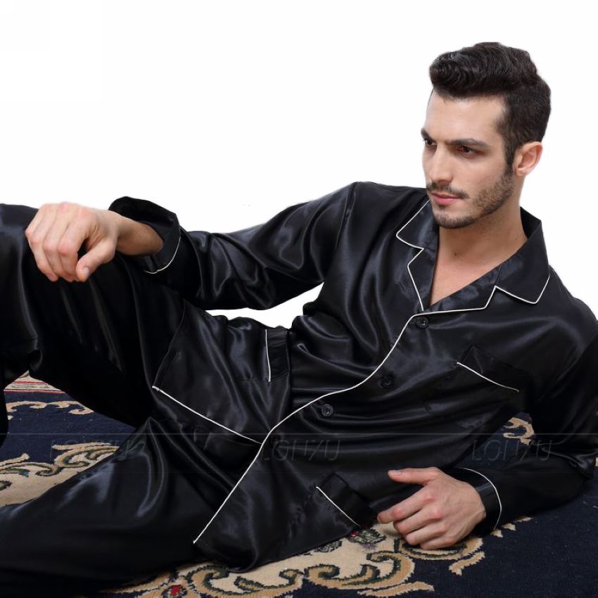Conjunto de pijamas de satén de seda para hombre Conjunto de ropa de dormir Ropa de descanso EE. UU., S, M, L, XL, XXL, XXXL, 4XL__ Se adapta a todas las estaciones