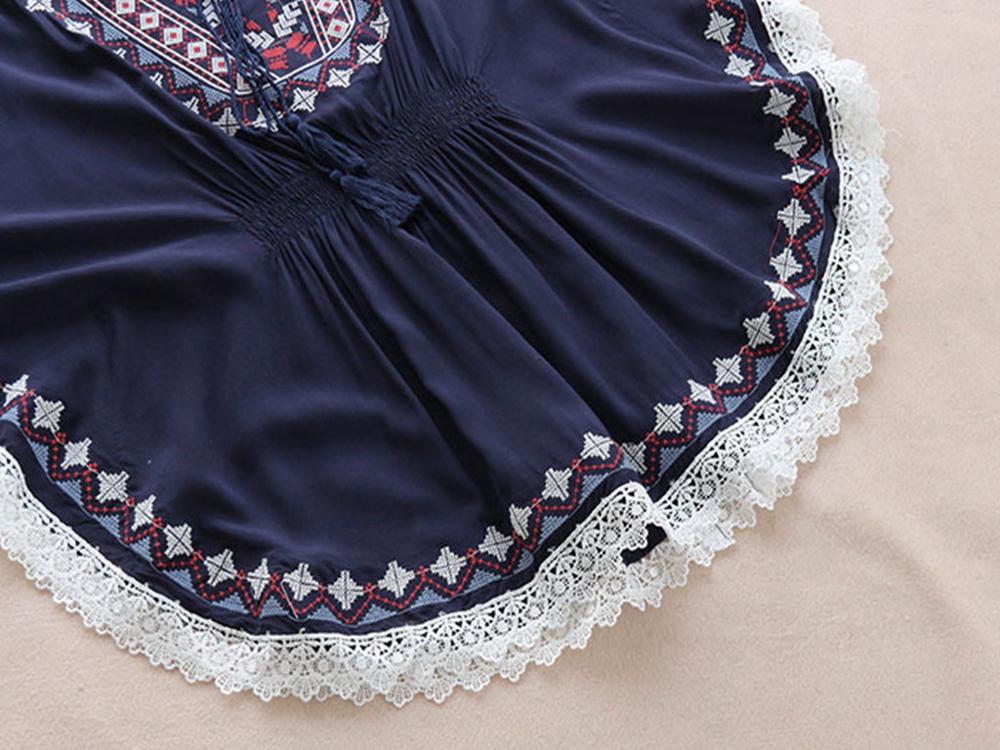 Camisas bordadas estilo boho retrô, blusas femininas de verão, manto solto, algodão, bainha de renda, manga morcego, camisa quimono