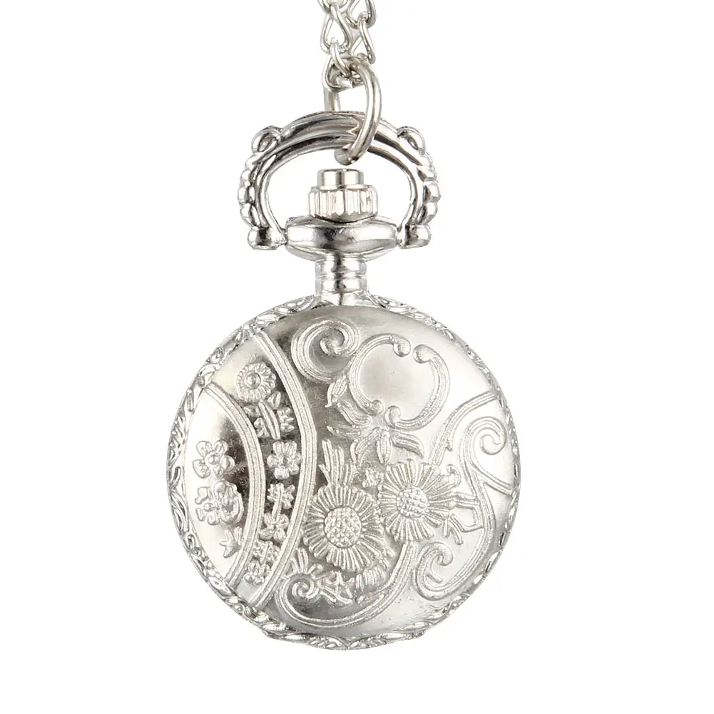 Mode Vintage Frauen Quarz Taschenuhr Legierung Aushöhlen Blumen Dame Mädchen Pullover Kette Halskette Anhänger Uhr Geschenke