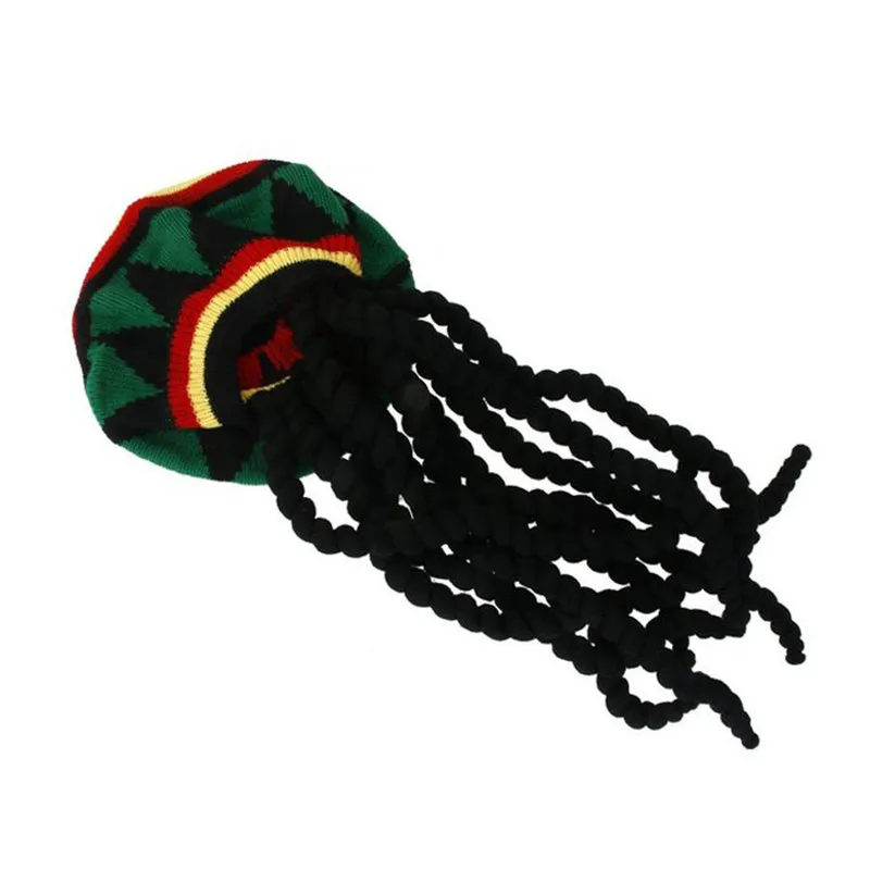 ใหม่UnisexถักBraidหมวกจาเมกาBob Rasta BeanieหมวกHip HopหมวกDreadlocksวิกผมBob Marleyแคริบเบียนชุดแฟนซีหมวก