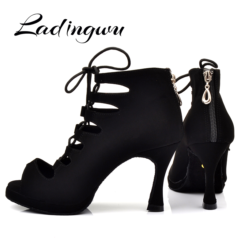 Ladingwu Neue frauen Latin Tanz Schuhe Ballsaal Tango Plattform Damen ladys Komfortable Flanell Tanzen Schuhe Schwarz 9cm Kuba