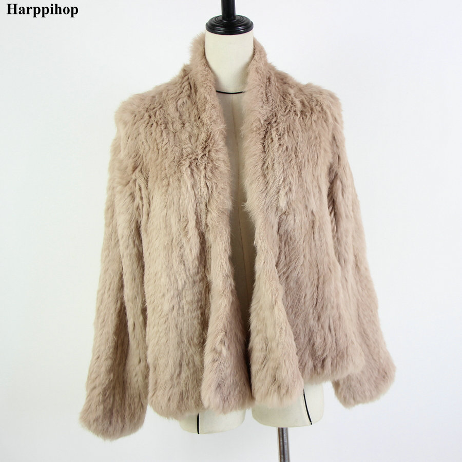 2021 Hot koop gebreide konijnenbont jas populaire mode bontjas winterbontjas voor dames * harppihop