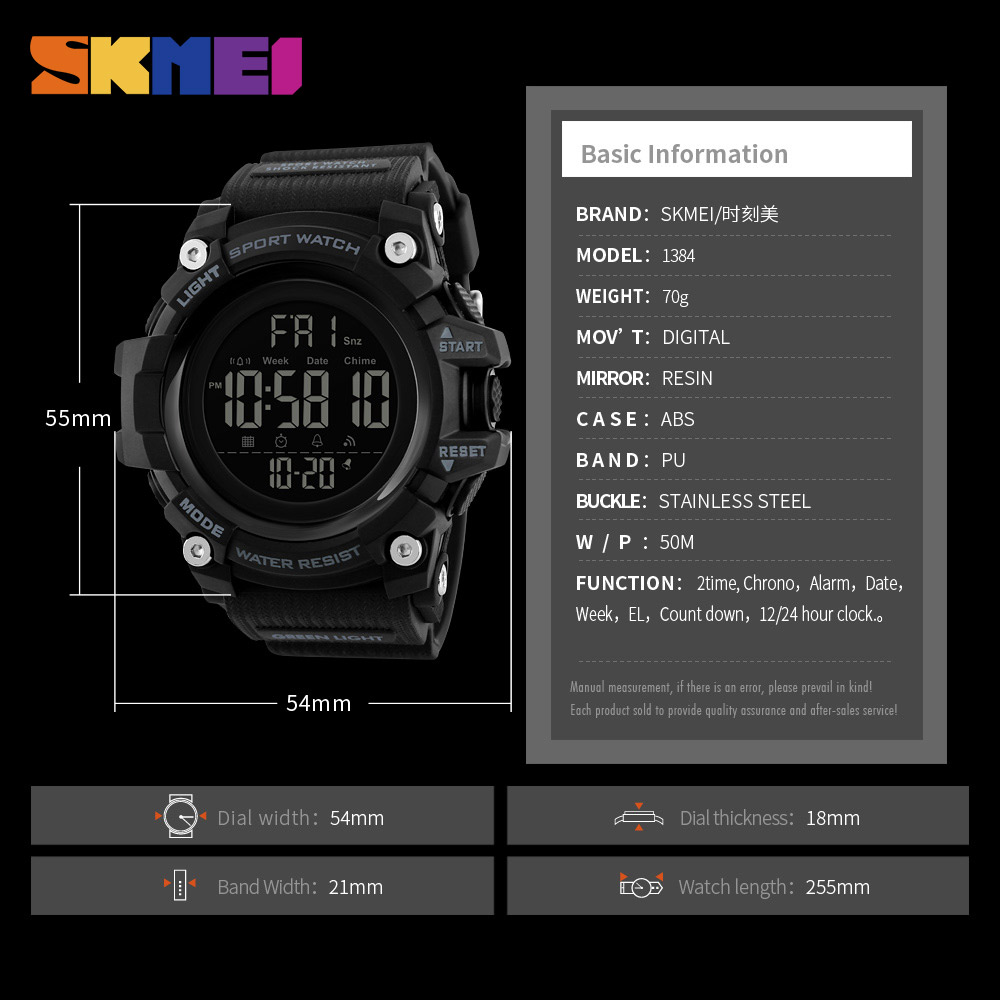 SKMEI Stoßfeste 2-Zeit-Sportuhr Stoppuhr Countdown Herren-Digitaluhren Wasserdichte weiche Uhr für Männer reloj hombre 1384