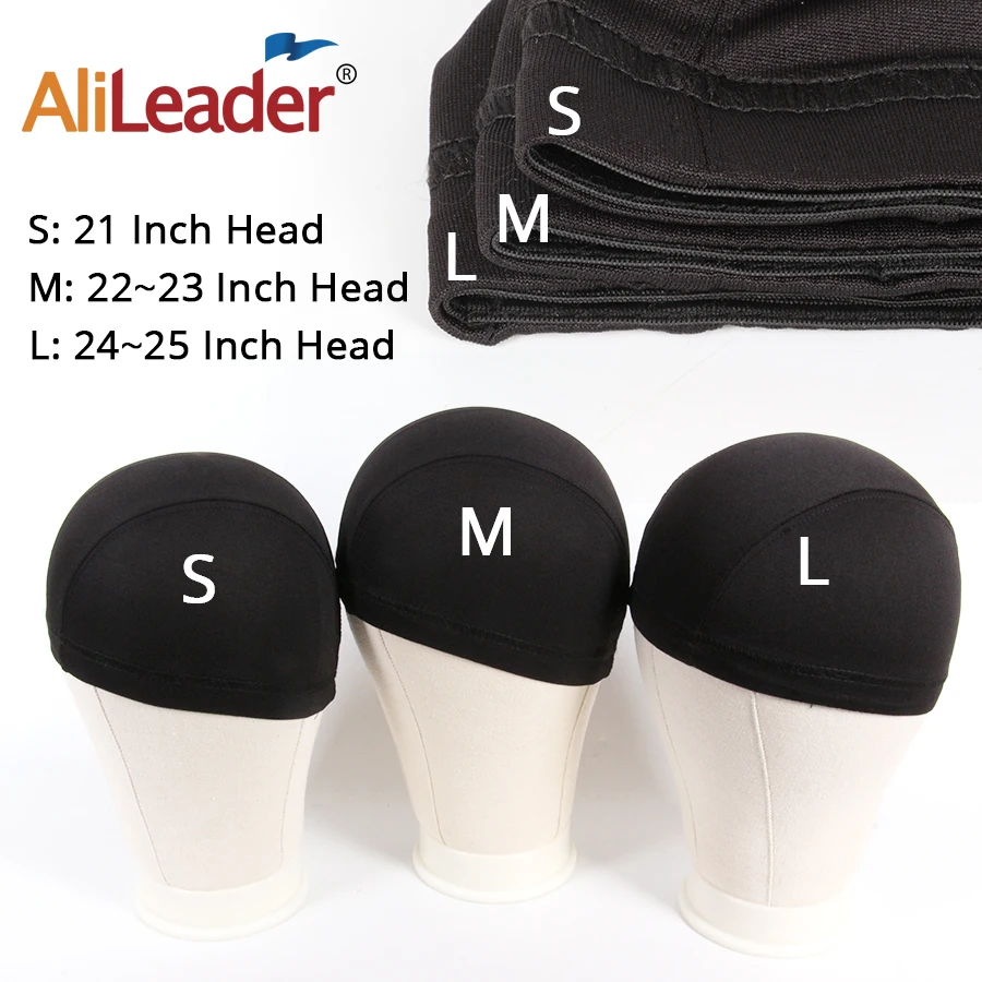 AliLeader S/M/L gorros de peluca elásticos sin pegamento para hacer pelucas, más fácil de coser en el cabello, gorro tejido estirable, forro de peluca de red para el cabello sin pegamento