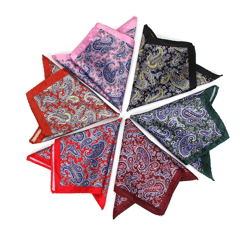 男性のハンカチヴィンテージペイズリープリントポケットスクエアポリエステルシルクソフト Hankies ウェディングパーティービジネス胸タオルハンカチギフト