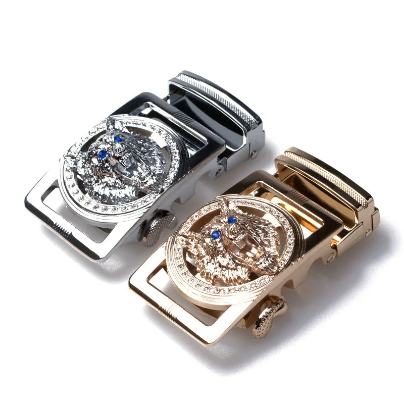 Hebilla de diamante con incrustaciones de cabeza de lobo, herrajes para cintura de negocios, cabeza de hebilla de cinturón, hebilla de cinturón automática, hebillas de cinturón para hombres