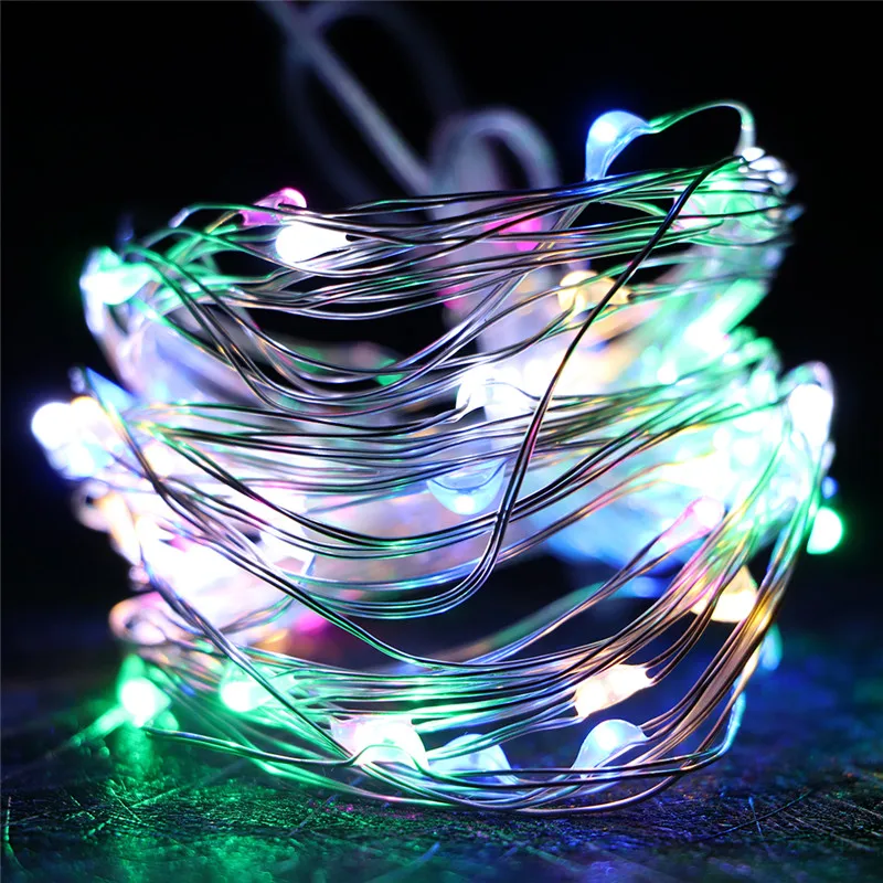SICCSAEE 2M 5M 10M 100 Dây Dây Đồng 3XAA Hoạt Động Bằng Pin Giáng Sinh Cho Tiệc Cưới Led dây Cổ Tích Đèn