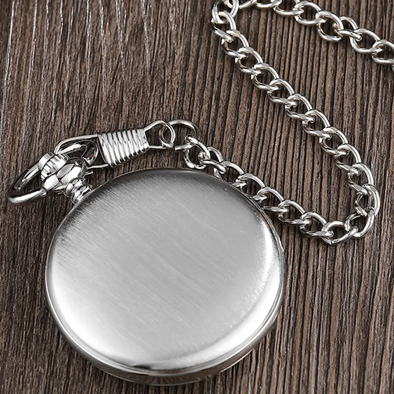 Reloj de bolsillo de plata Vintage para hombre y mujer, reloj mecánico de mano, collar Steampunk, cadena de reloj Fob, números romanos