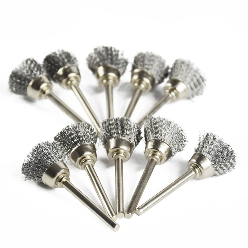 XCAN Đánh Bóng Bánh Bàn Chải 10 Chiếc 3.mm Vỏ Dây Bàn Chải Cho Dremel Dụng Cụ Quay Phụ Kiện
