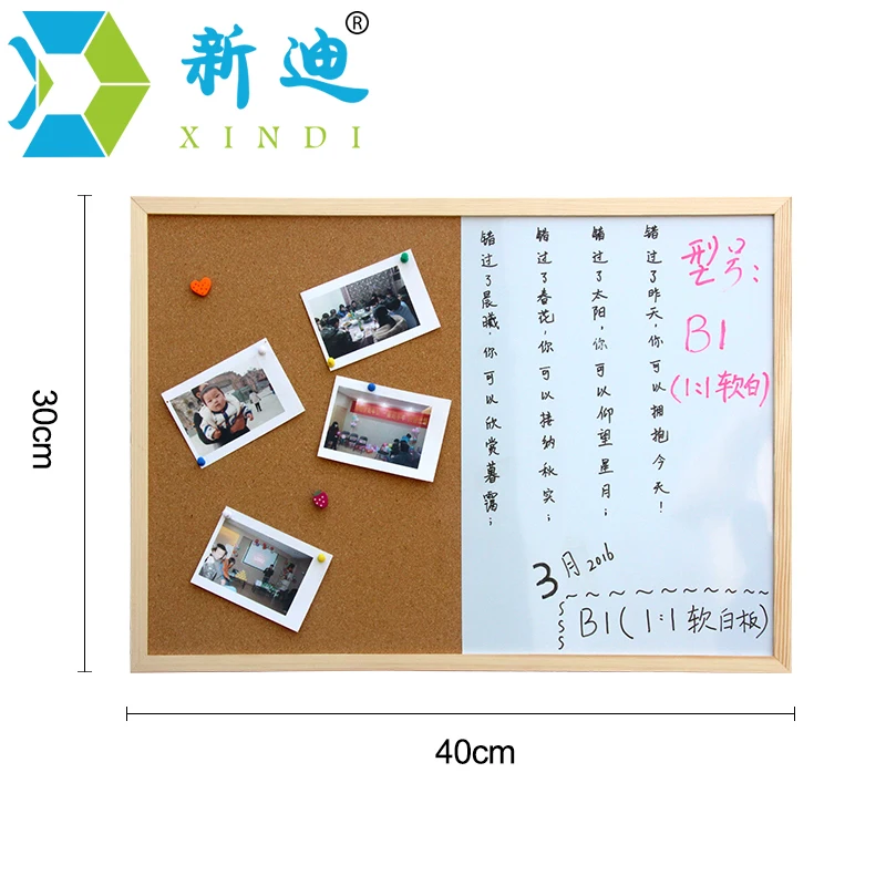 XINDI Message Cork Board Wood Frame Whiteboard Drawing Boards Combination 30*40cm Bulletin Magnetic Marker Board Free Shipping