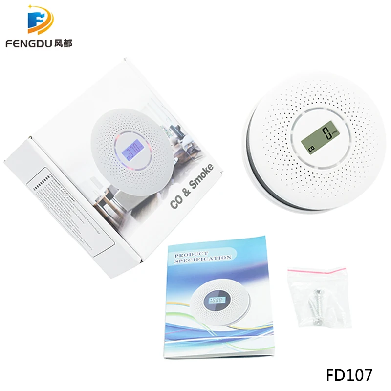 ใหม่ล่าสุด 2 in 1 LED Digital Gas Smoke Alarm Co เครื่องตรวจจับคาร์บอนมอนอกไซด์เสียงเตือน Sensor Home Security Protection High Sensitive