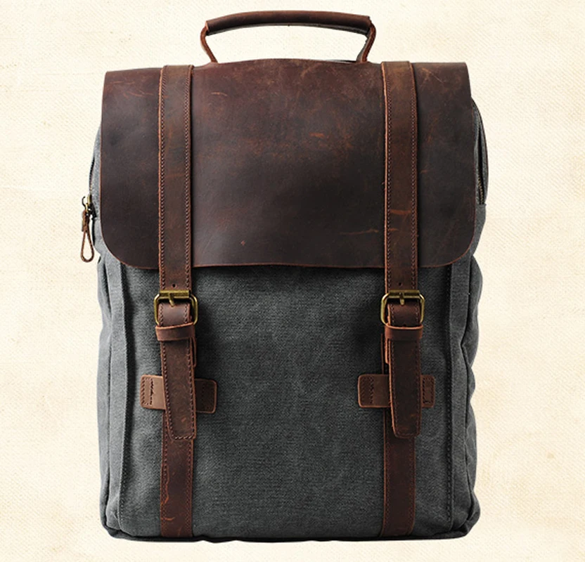 Mochila de moda para hombre, mochila de lona militar de cuero, mochila para hombre, mochila escolar para mujer, mochila escolar, mochila