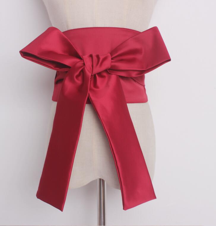 Frauen runway mode breiten satin großen bogen Cummerbunds weibliche vintage Kleid Korsetts Bund Gürtel dekoration breiten gürtel R896