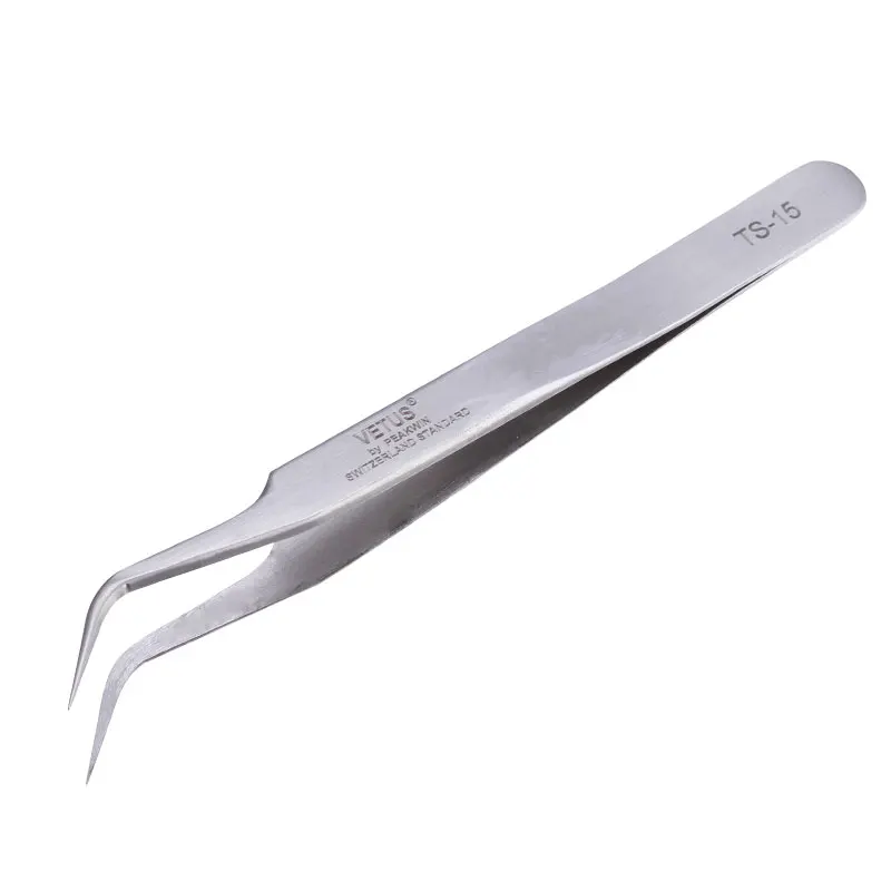 Độ Chính Xác cao Nhíp Pinzette Kẹp Thép không gỉ Cong Thẳng VETUS Nhíp TS-11 TS-15